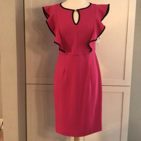 Fuchsia pink ruffle dress size 8 - Picture 1 of 5